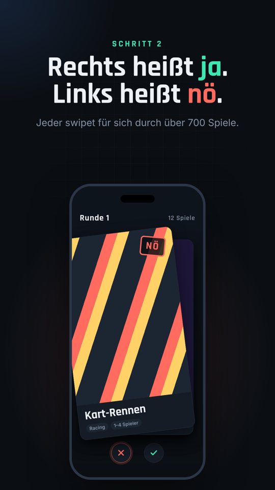 Screenshot PlayPact: Rechts heißt ja. Links heißt nö.